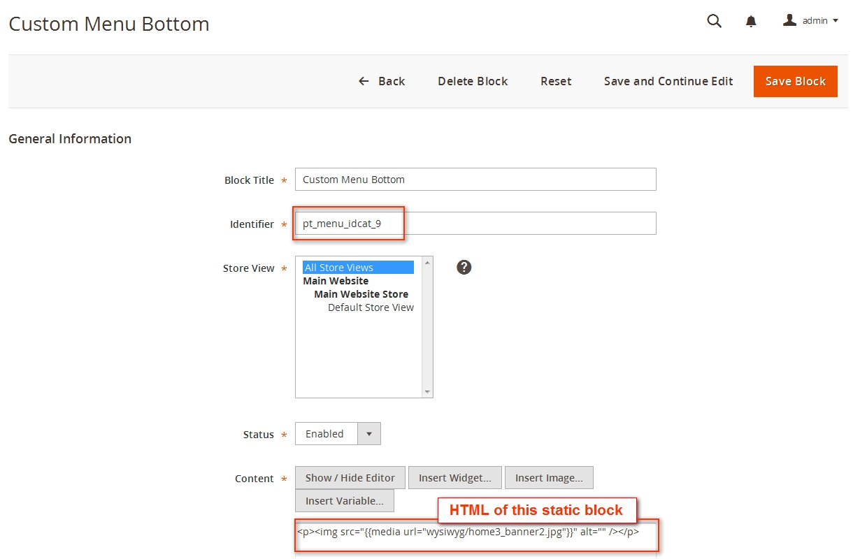add menu bottom