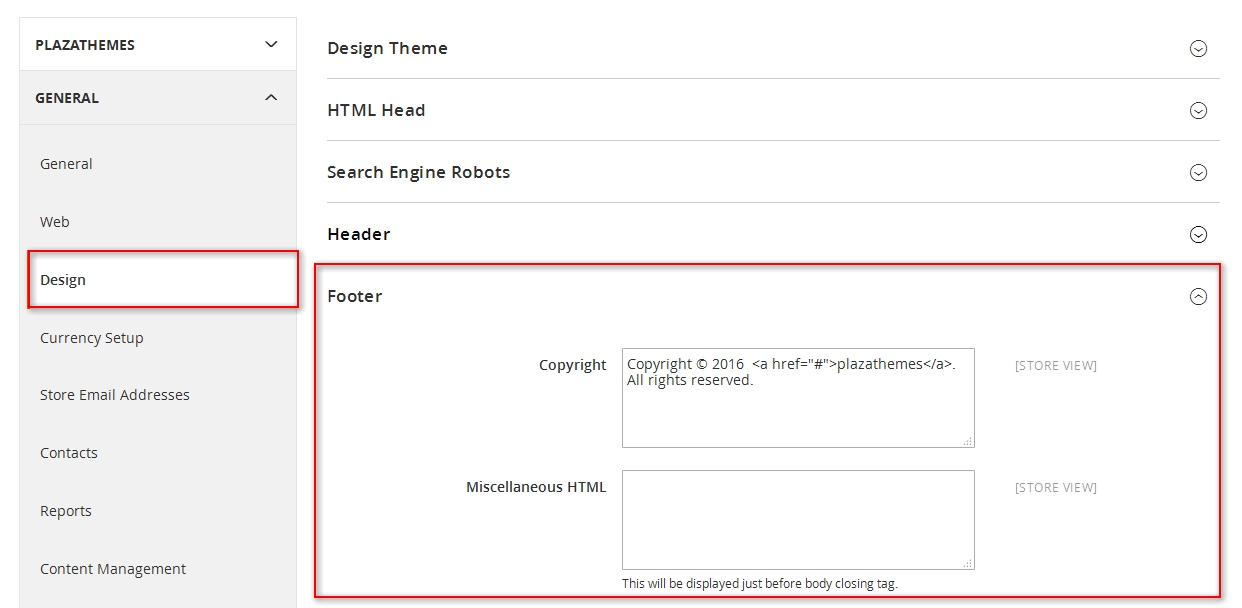 edit footer